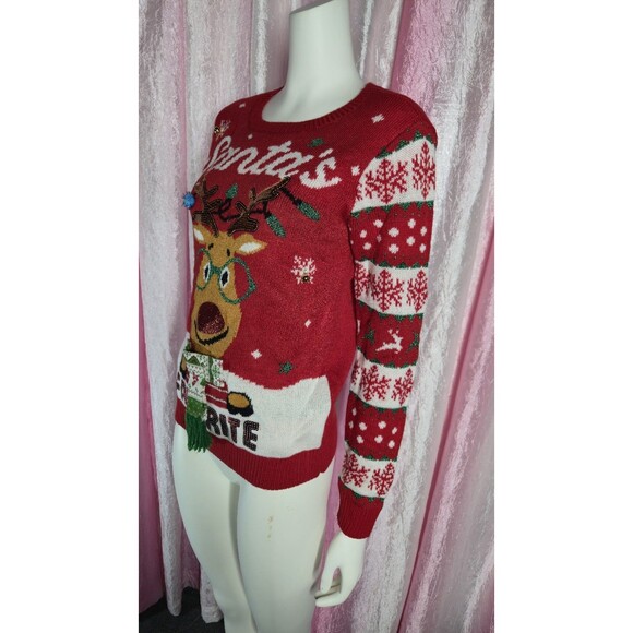 Christmas Santa's Favorite Rudolph Holiday Sweater Size Medium - Picture 6 of 10